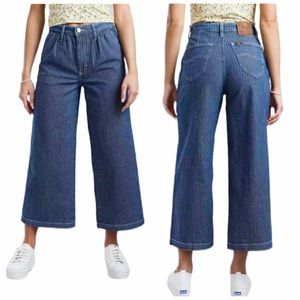 Lee Vintage Modern High Rise Cropped Wide Leg Railroad Stripe Jeans Size 26 NEW